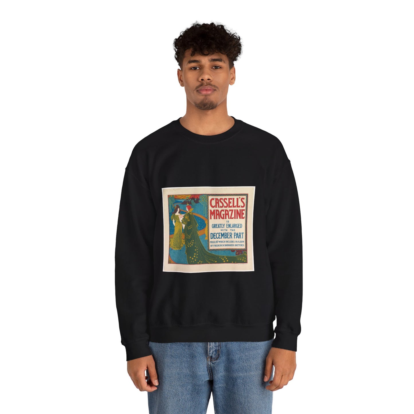 Louis Rhead - Cassell's Magazine: December Black Heavy Blend Adult Crew Neck SweatShirt