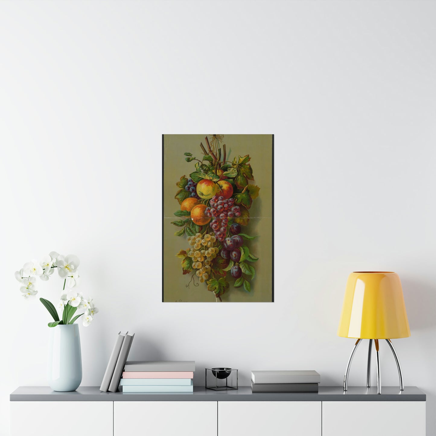 Apples, Plums & grapes, no. 8266 High Quality Matte Wall Art Poster for Home, Office, Classroom