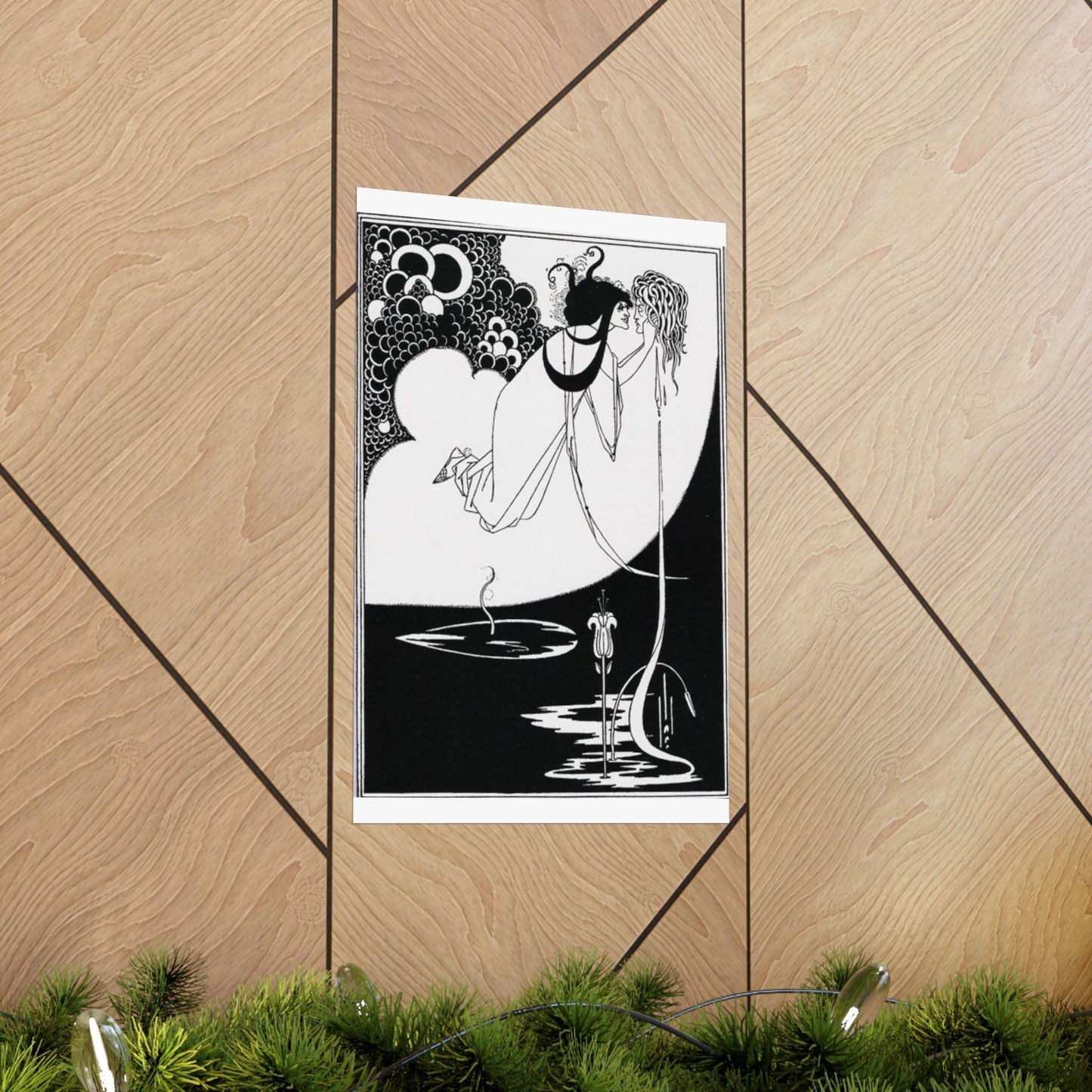 Beardsley apotheose - A black and white drawing of a woman in a dress High Quality Matte Wall Art Poster for Home, Office, Classroom