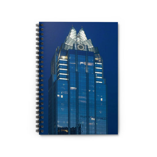 The upper reaches of Frost Bank Tower, a prominent Austin, Texas, skyscraper Spiral Bound Ruled Notebook with Printed Cover