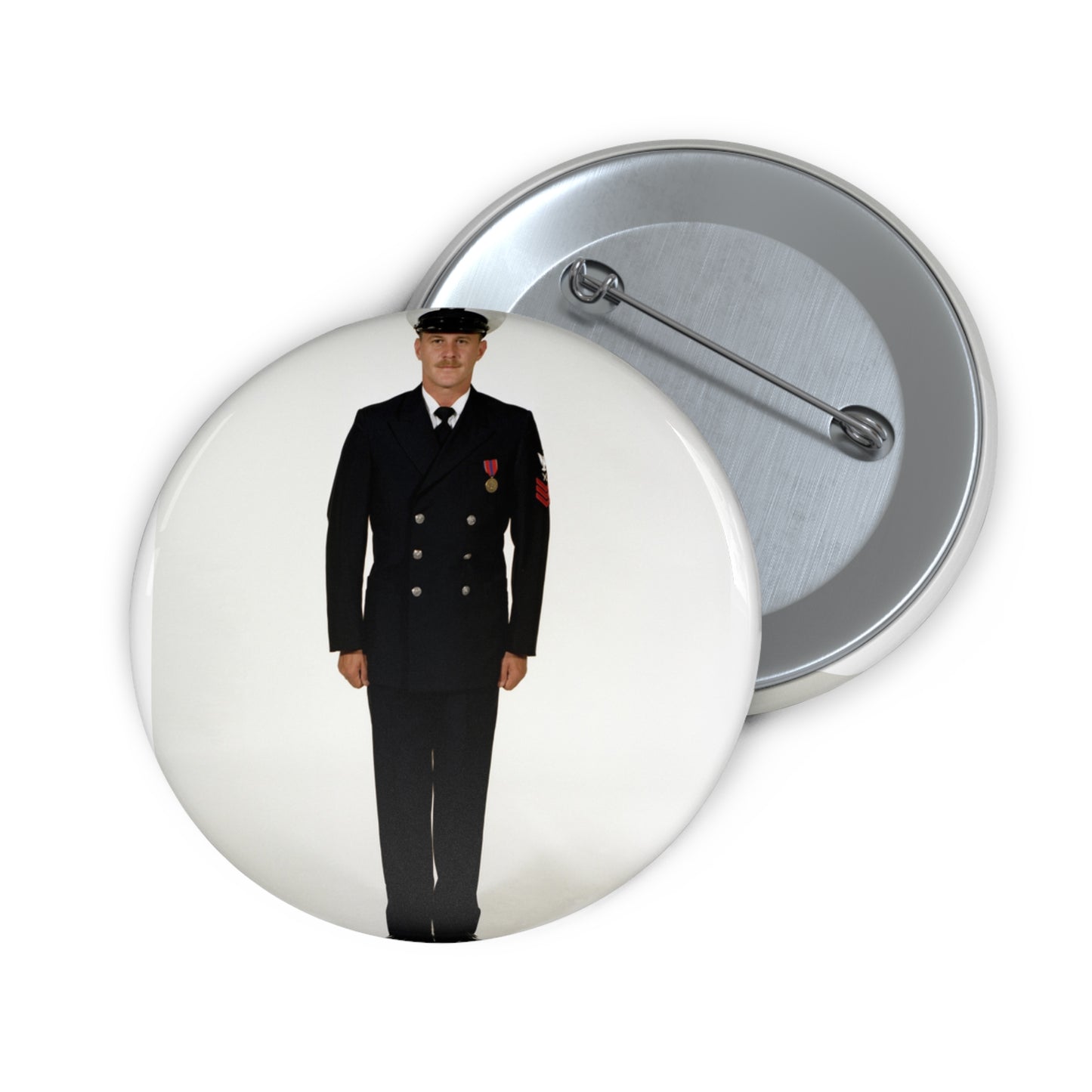 Uniform: Full dress blue, Navy enlisted men, ranks E-1 through E-6 Pin Buttons with Crisp Design