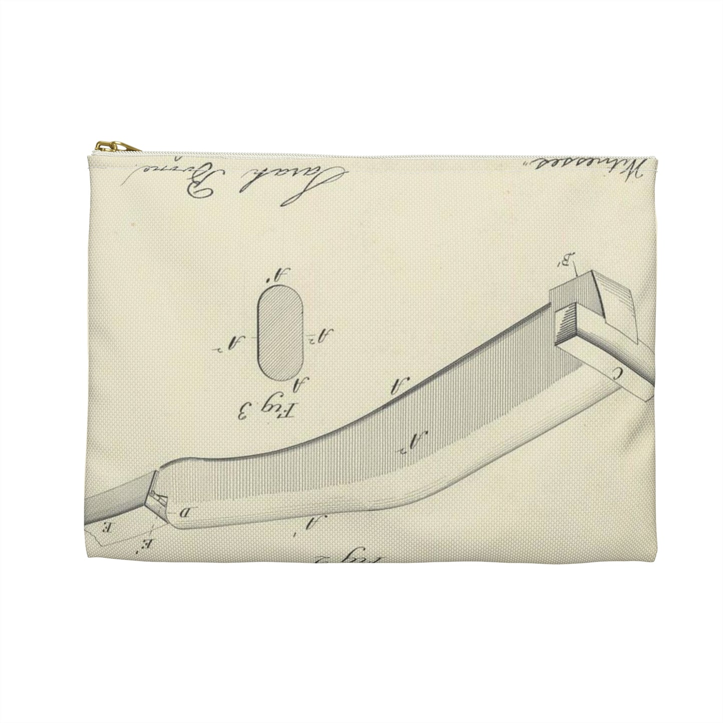 Patent drawing - for S. Boone's Ironing Board Public domain  image Large Organizer Pouch with Black Zipper