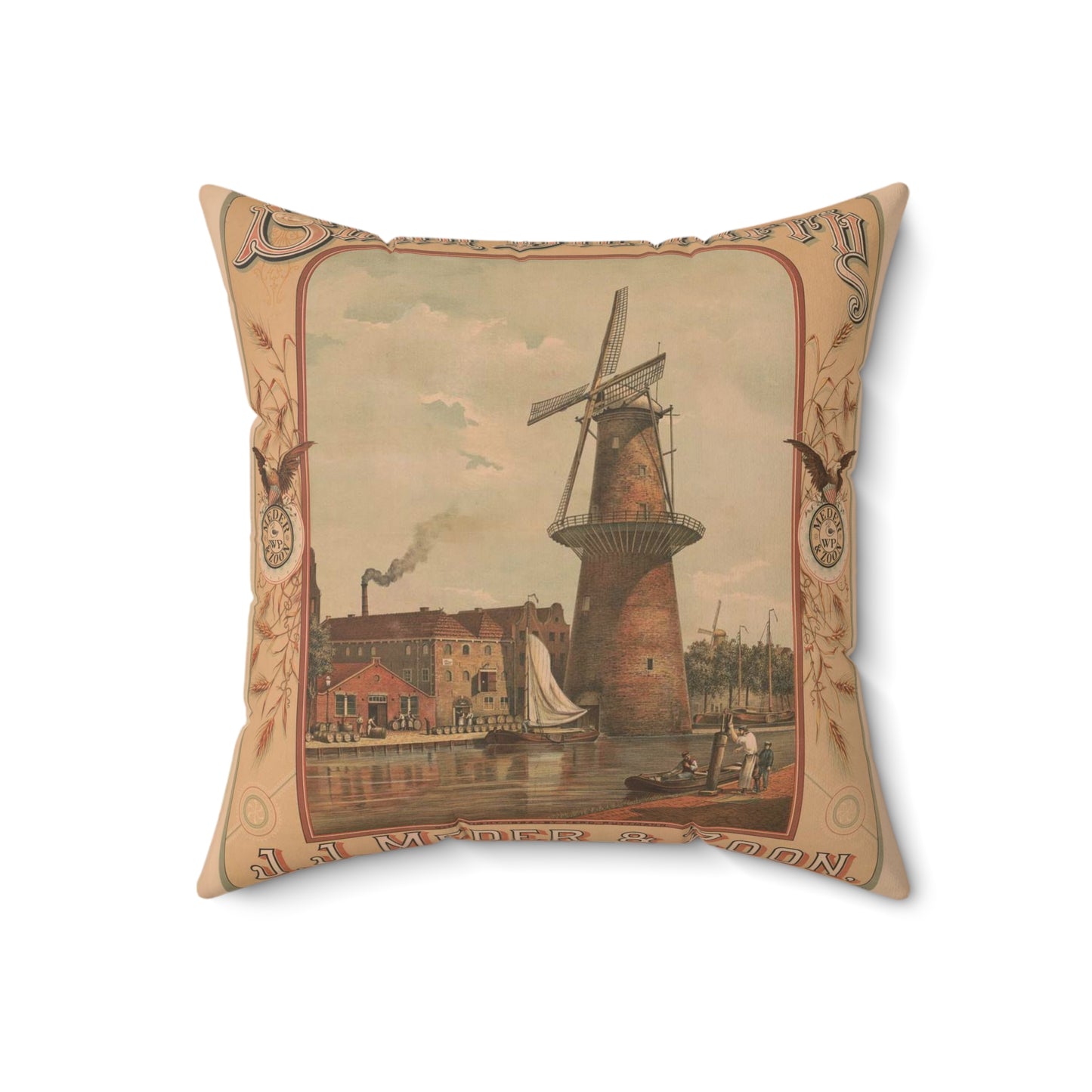 Swan Distillery, J.J. Meder & Zoon, Schiedam Decorative Accent Square Pillow