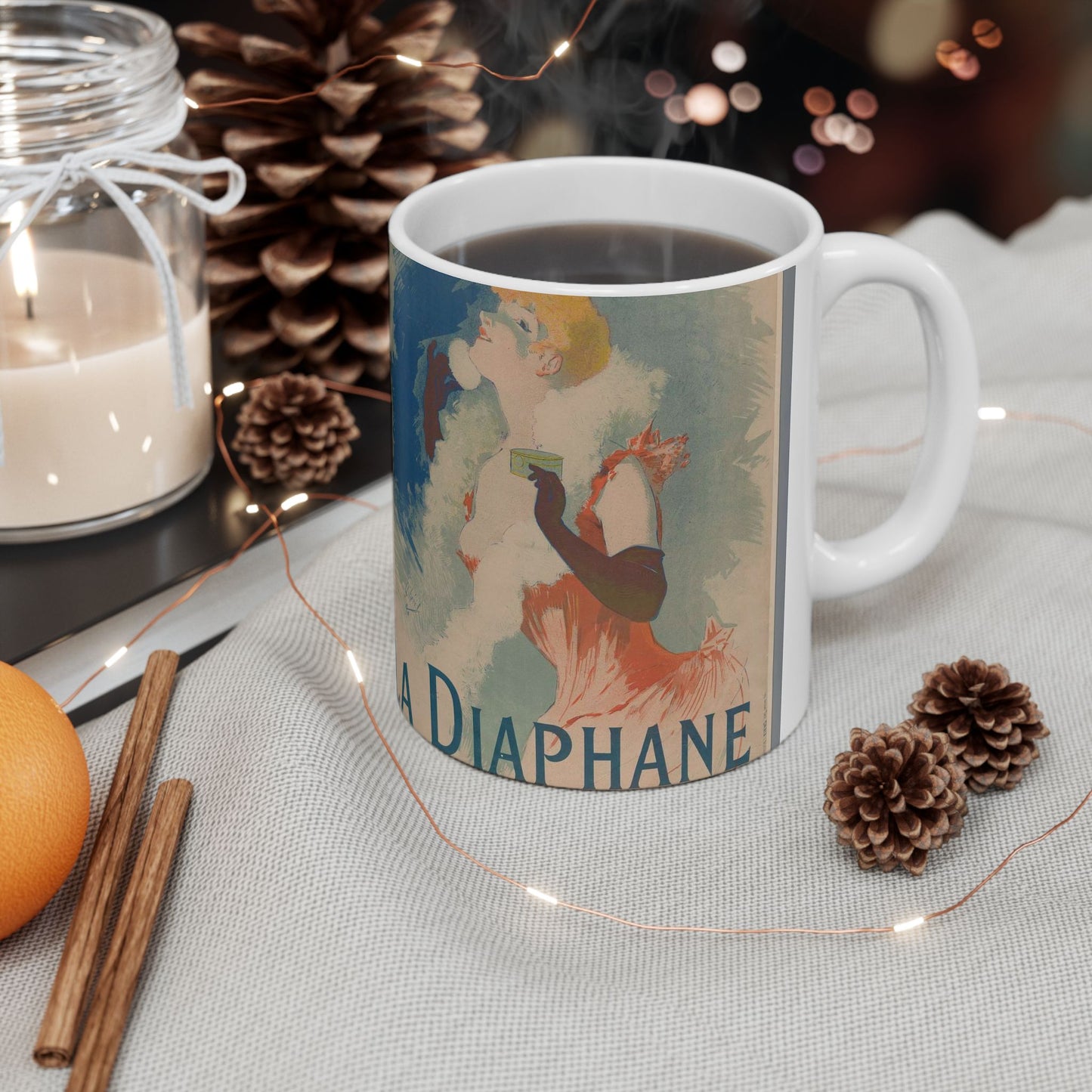 Jules Cheret - La Diaphane. Poudre de Riz , 1890 Beautiful Novelty Ceramic Coffee Mug 11oz