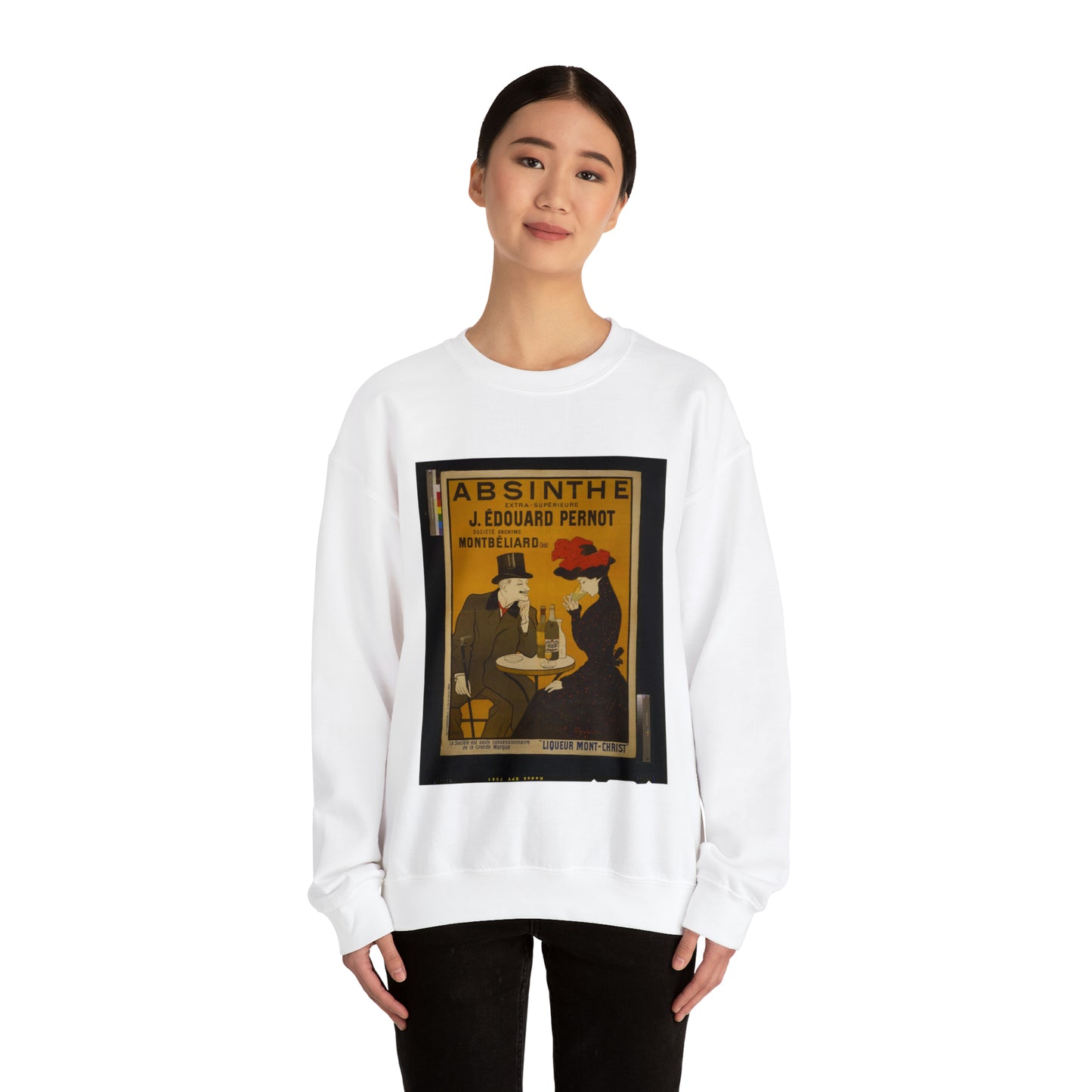 Absinthe extra-supérieure J. Édouard Pernot. Société Anonyme Montbéliard (Doubs) Liqueur Mont-Christ / / L. Cappiello. White Heavy Blend Adult Crew Neck SweatShirt