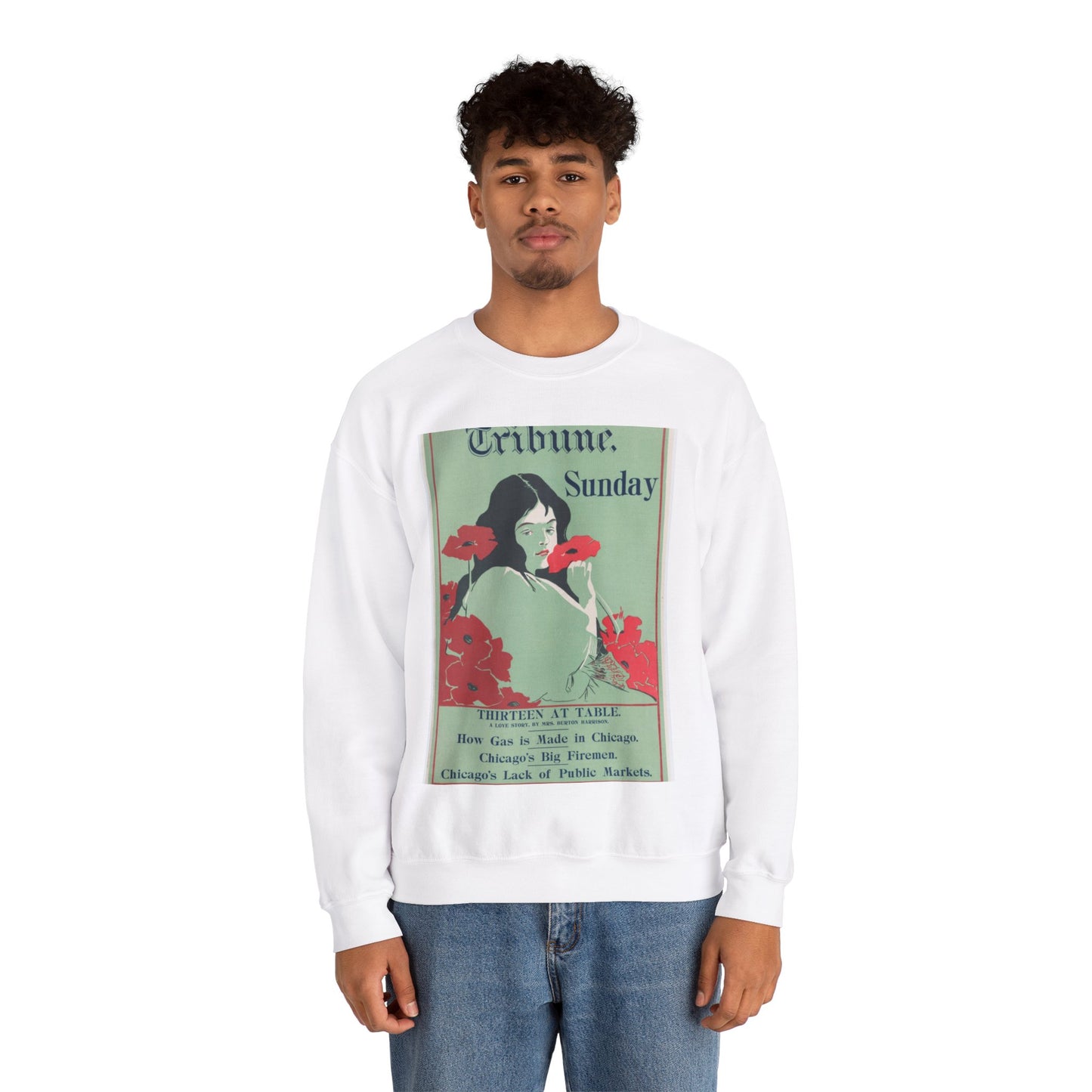 Poster - Tribune: Sunday, 19th century - Public domain lithograph White Heavy Blend Adult Crew Neck SweatShirt