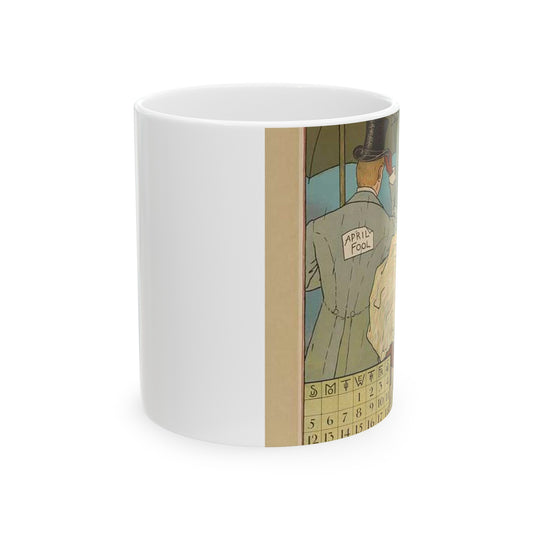 April, Art Nouveau Poster - Art nouveau public domain poster Beautiful Novelty Ceramic Coffee Mug 11oz