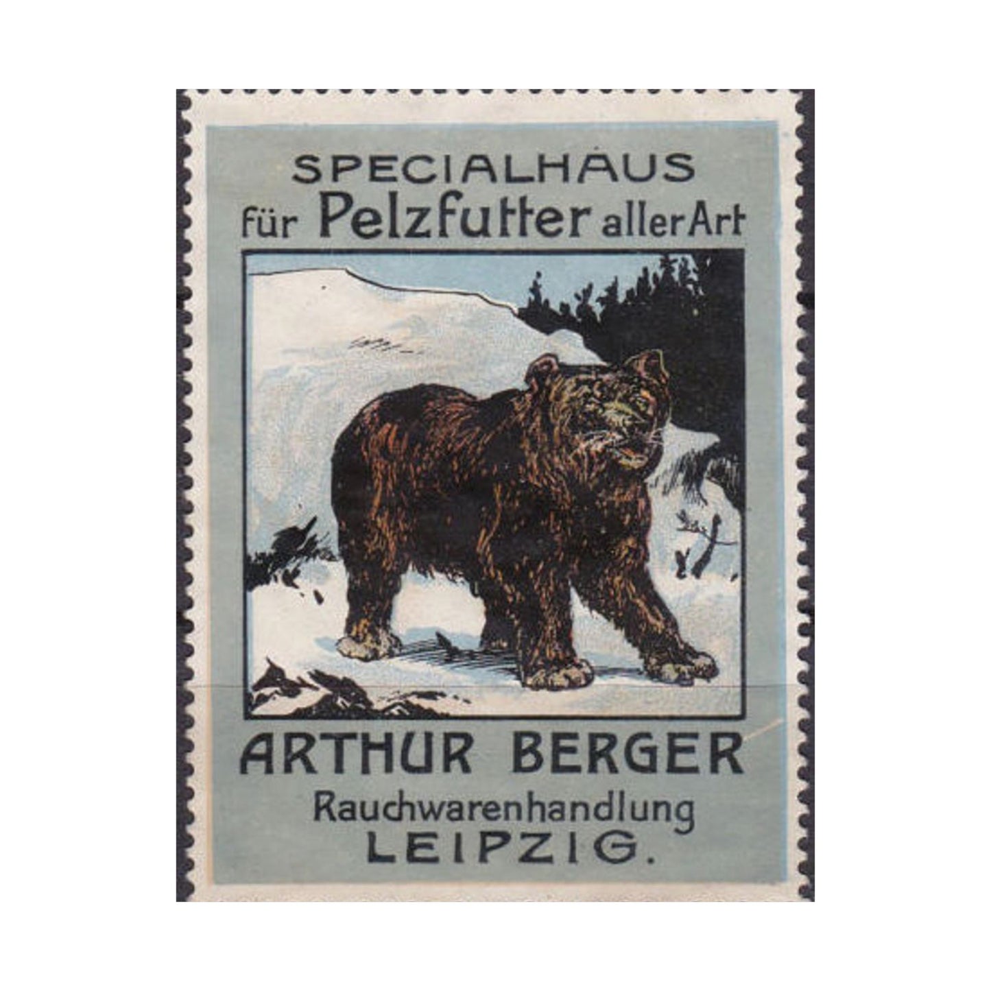 Arthur Berger, fur trader in Leipzig, c. 1910, brand advertisings (03) High Quality Matte Wall Art Poster for Home, Office, Classroom