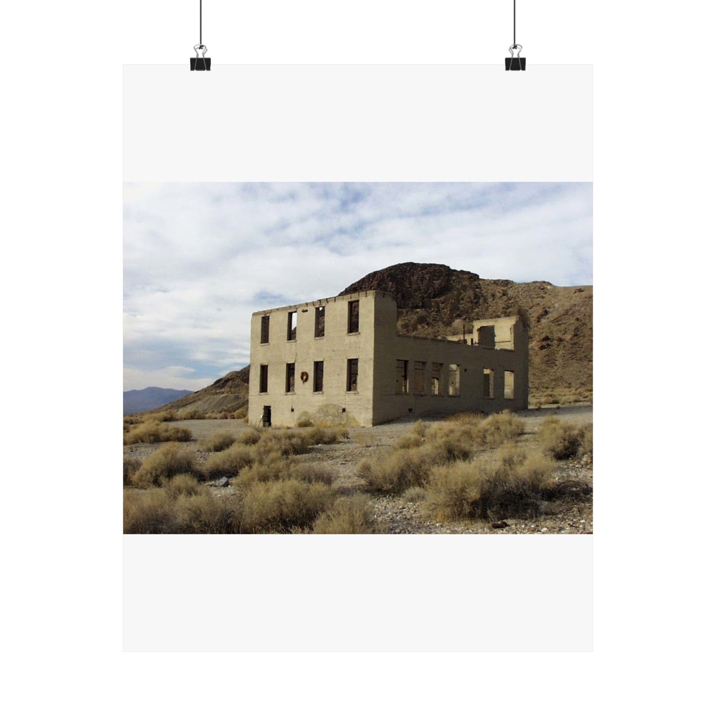 Death Valley Scenic Byway - An Abandoned Structure in Rhyolite High Quality Matte Wall Art Poster for Home, Office, Classroom