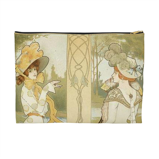 Jane Atché - La Cigarette - Drawing. Public domain image. Large Organizer Pouch with Black Zipper