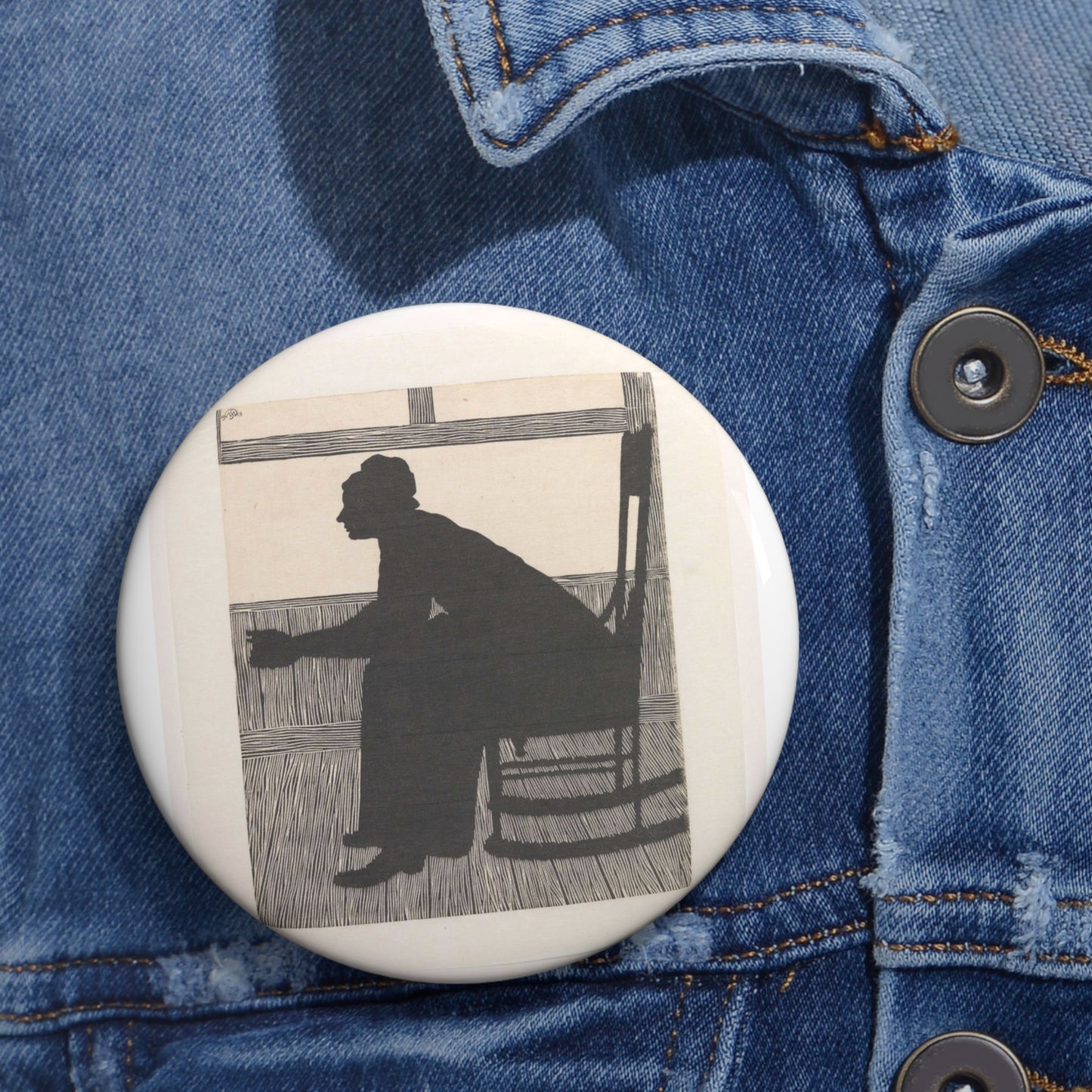 Samuel Jessurun de Mesquita - Silhouet (Vrouw in schommelstoel) Pin Buttons with Crisp Design