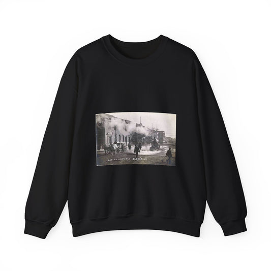 Laying Asphalt, all workers and equipment in view (NBY 10449) Black Heavy Blend Adult Crew Neck SweatShirt