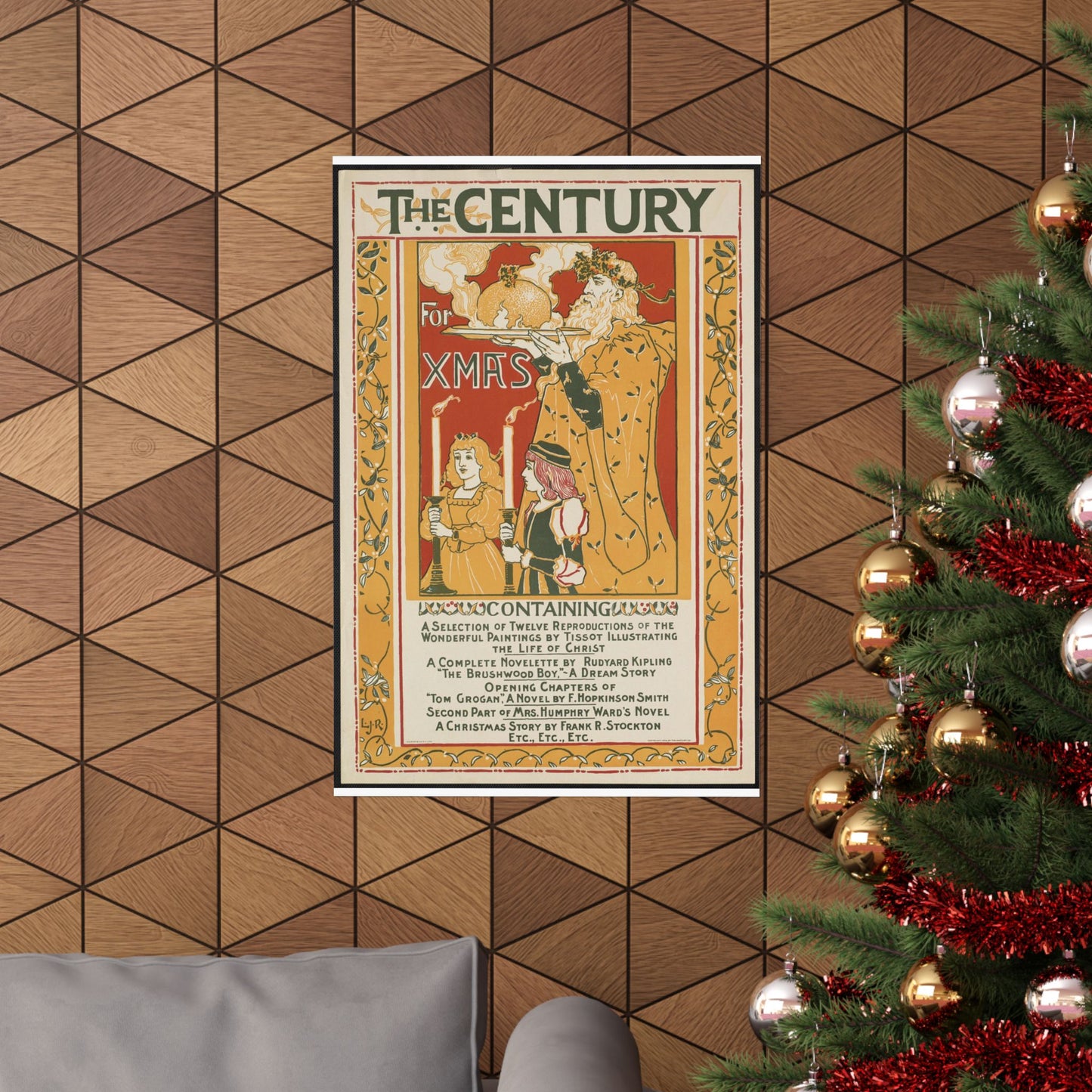 Louis Rhead - The century for Xmas, Art Nouveau poster High Quality Matte Wall Art Poster for Home, Office, Classroom