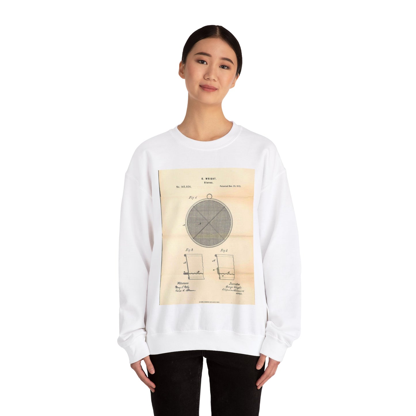 Patent Case File No. 145,924, Improvement in Sieves, Inventor- George Wright. - DPLA - a7a17ded40bdce4ed8e081156174bb00 (page 16) White Heavy Blend Adult Crew Neck SweatShirt