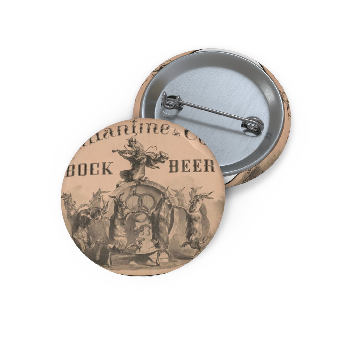 Ballantine & Co's brewery New York, bock beer Pin Buttons with Crisp Design