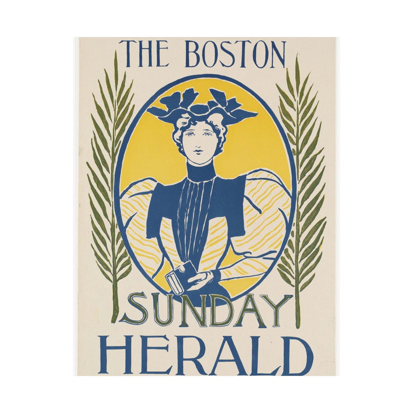 The Boston Sunday herald, Art Nouveau Poster High Quality Matte Wall Art Poster for Home, Office, Classroom