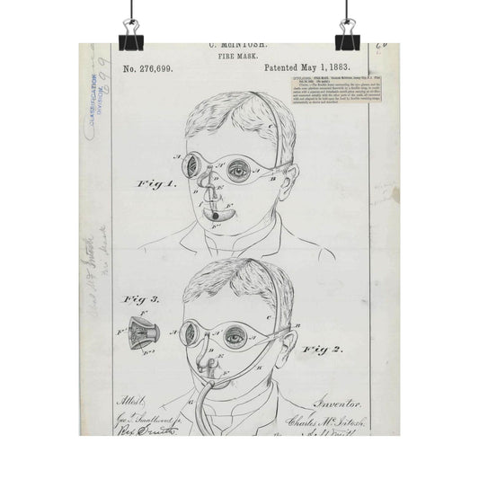 Patent drawing - for C. McIntosh's Fire Mask Public domain  image High Quality Matte Wall Art Poster for Home, Office, Classroom