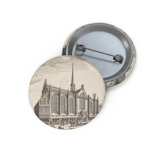 Gezicht op de Heilige Stede (Nieuwezijds Kapel) te Amsterdam Pin Buttons with Crisp Design