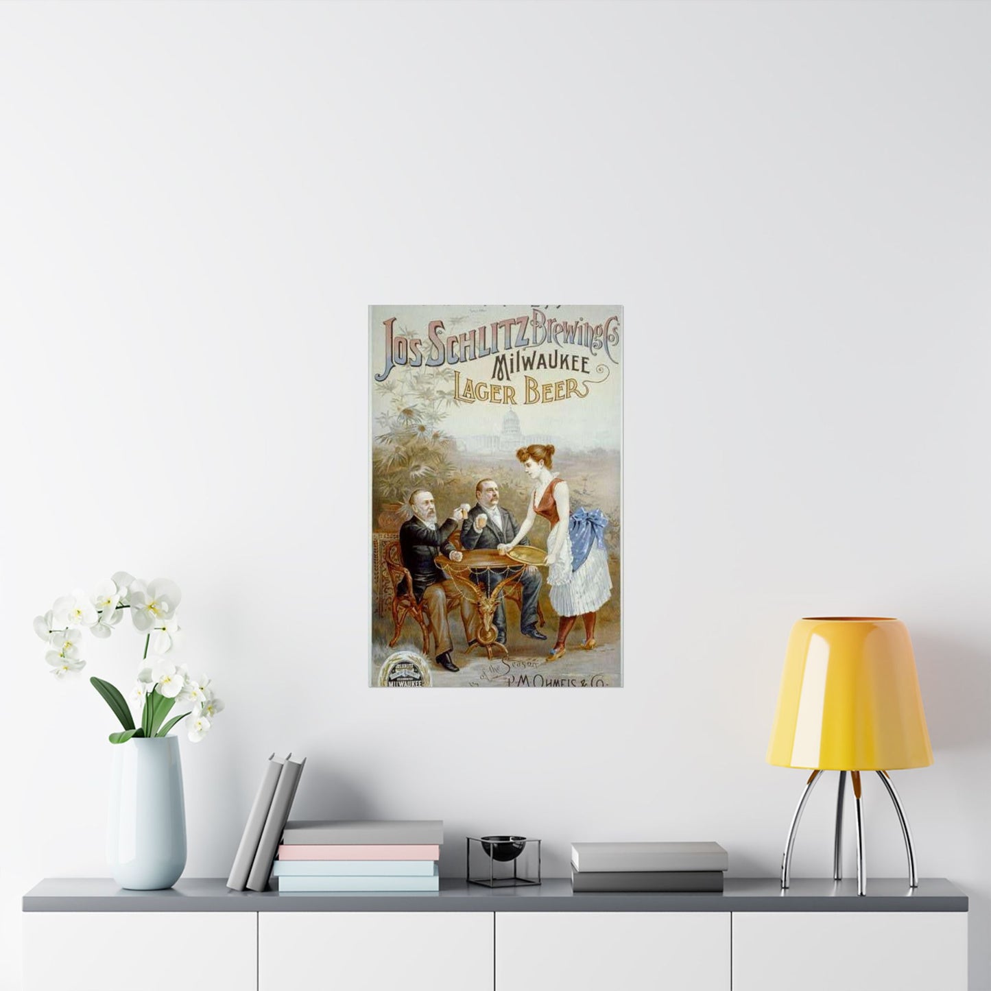 The whole nation enjoys Jos Schlitz Brewing Cos' Milwaukee lager beer High Quality Matte Wall Art Poster for Home, Office, Classroom