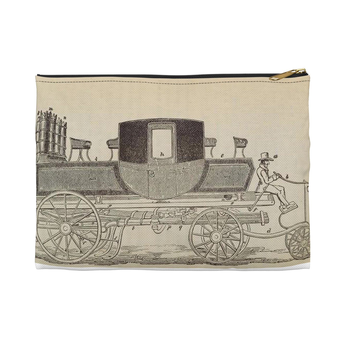 Patent Drawing of Engine - Patent steam carriage, by Mr. Goldsworthy Gurney, of Argyle Street, London, 1826 Public domain  image Large Organizer Pouch with Black Zipper