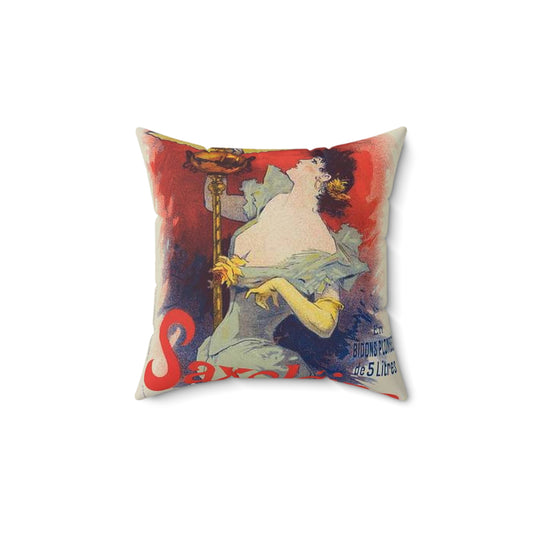 Affiche pour la "Saxoléine". - Art nouveau public domain poster Decorative Accent Square Pillow