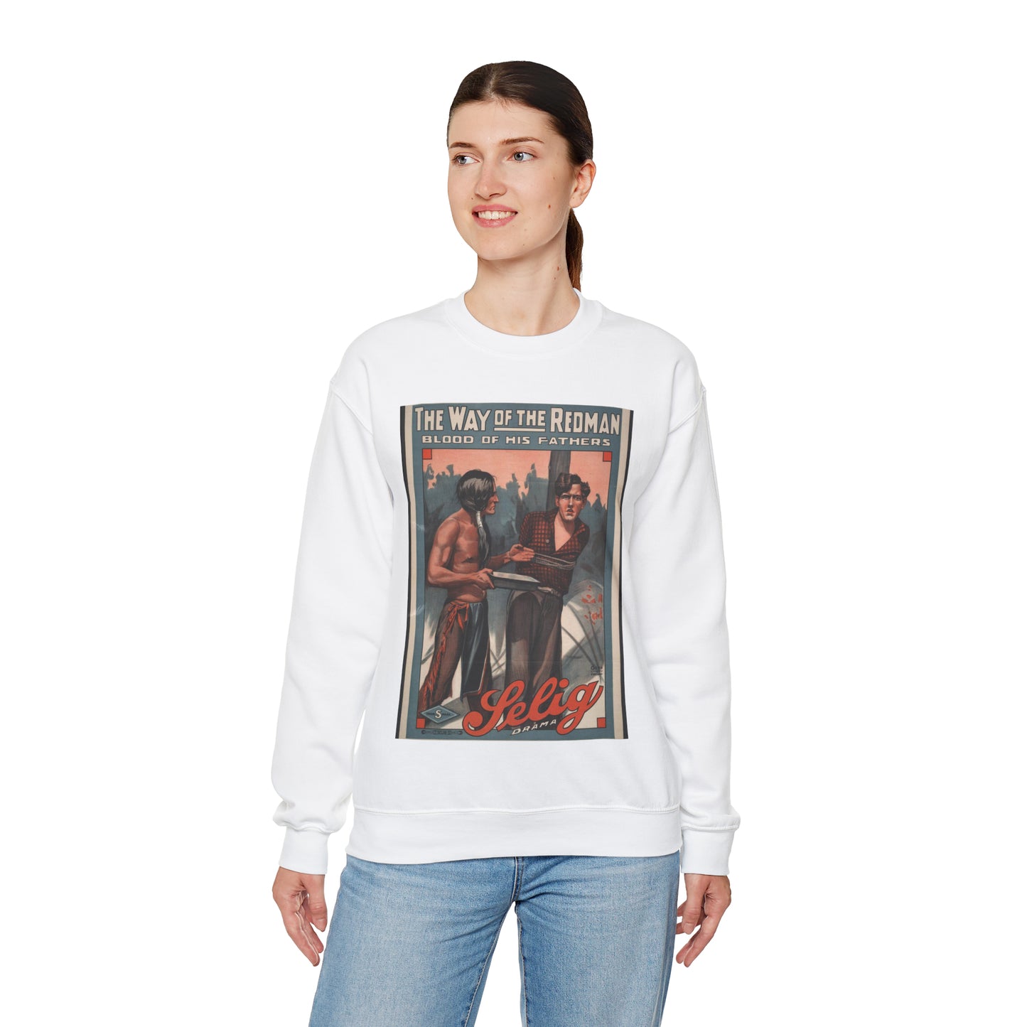 The way of the redman Blood of his fathers. White Heavy Blend Adult Crew Neck SweatShirt