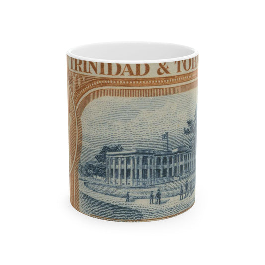 Frimärke ur Gösta Bodmans filatelistiska motivsamling, påbörjad 1950.Frimärke från Trindidad 1938. Motiv av tropisk agrikulturhögskola. Beautiful Novelty Ceramic Coffee Mug 11oz