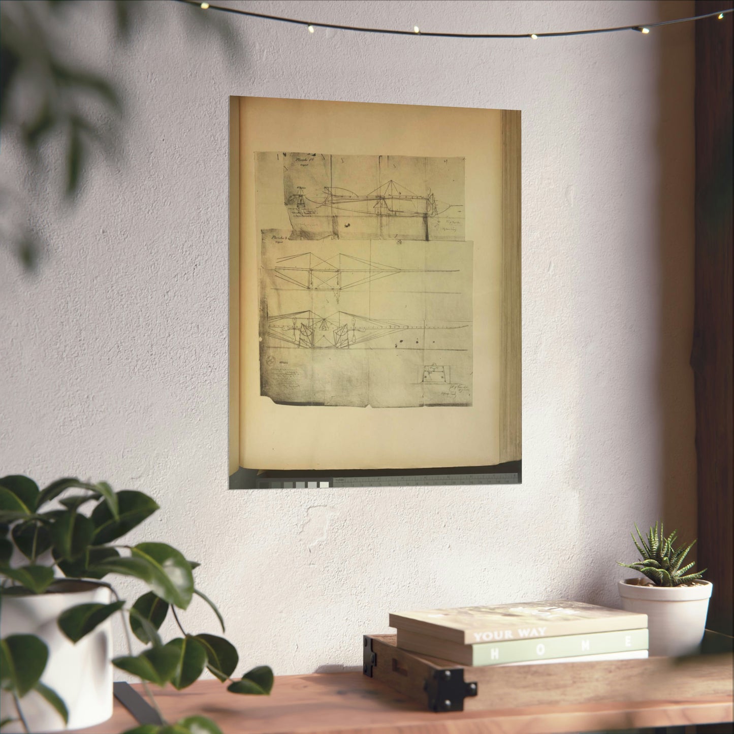 Patent drawing - Planche I et II du brevet n° 111.574 pris en France le 16 février 1876, par Penaud et Gauchot, pour «Un aéro-plane ou appareil aérien volant». Public domain  image High Quality Matte Wall Art Poster for Home, Office, Classroom