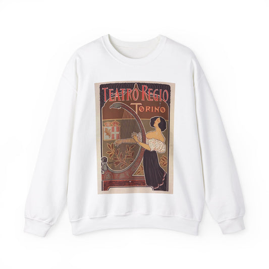 Affiche italienne pour le "Théâtre royal de Turin" White Heavy Blend Adult Crew Neck SweatShirt