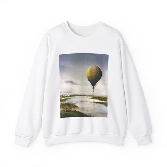 Artwork: "T.S.C. Lowe's Ballon Tethered at 1,000 Feet Above the York River in 1862". Artist: John McCoy White Heavy Blend Adult Crew Neck SweatShirt