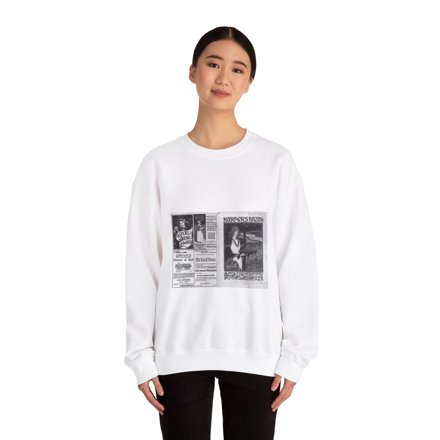 Harper's Bazaar--Thanksgiving 1894 / Louis J. Rhead. White Heavy Blend Adult Crew Neck SweatShirt