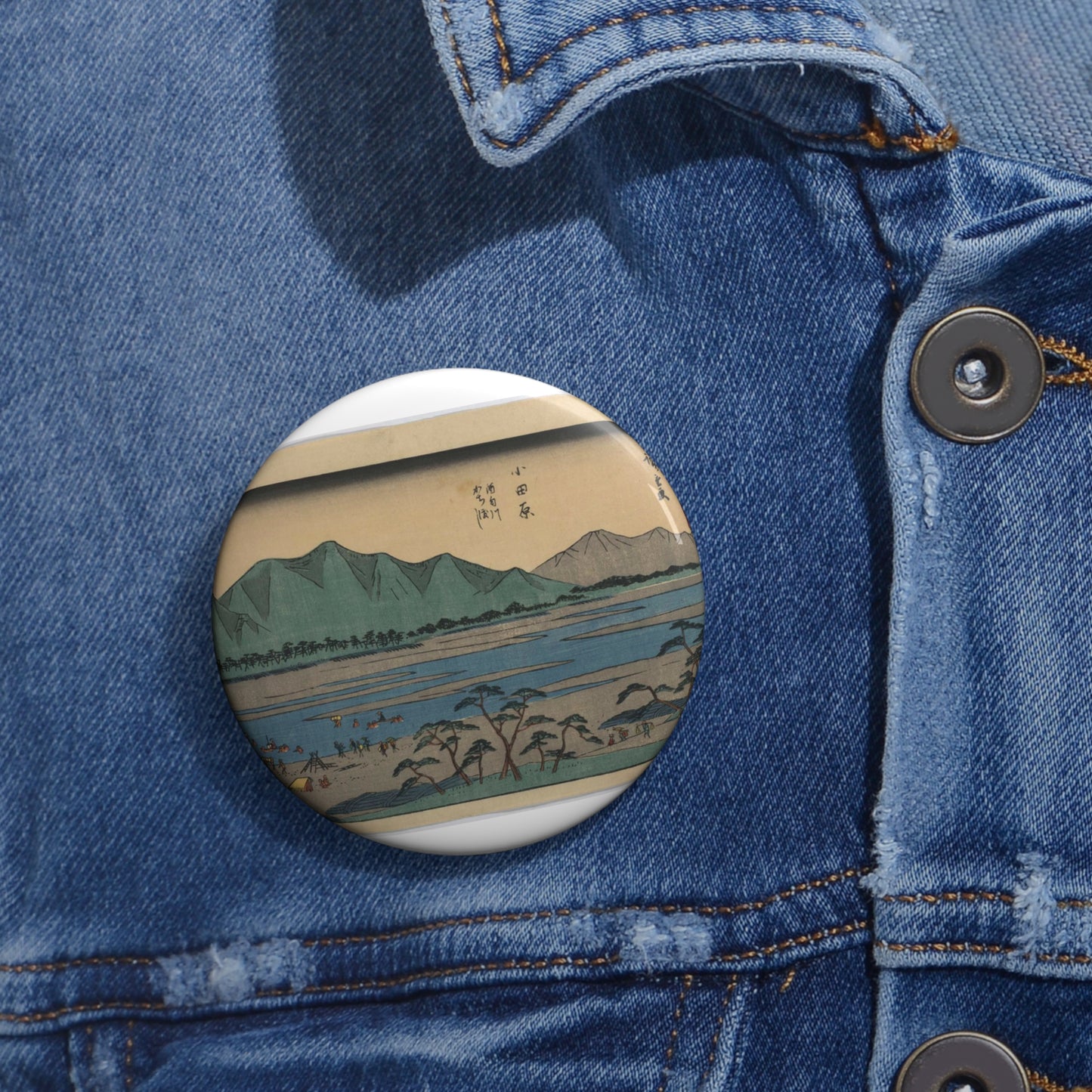 Utagawa Hiroshige - Odawara, Ando Hiroshige - Ukiyo e print Pin Buttons with Crisp Design