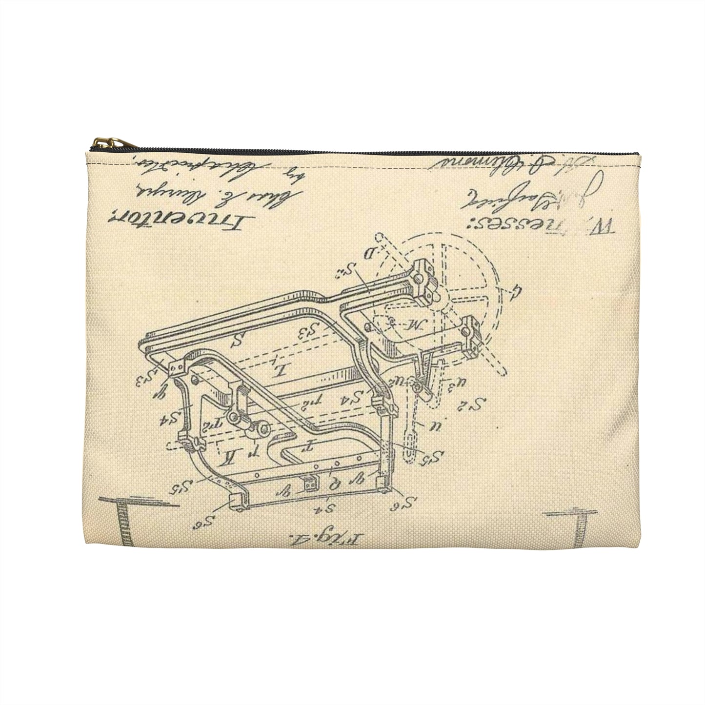 Patent Case File No. 540,648, Road Vehicle, Inventor- Charles E. Duryea - DPLA - fdde267afd883f609ba31de3a2261371 (page 53) Large Organizer Pouch with Black Zipper