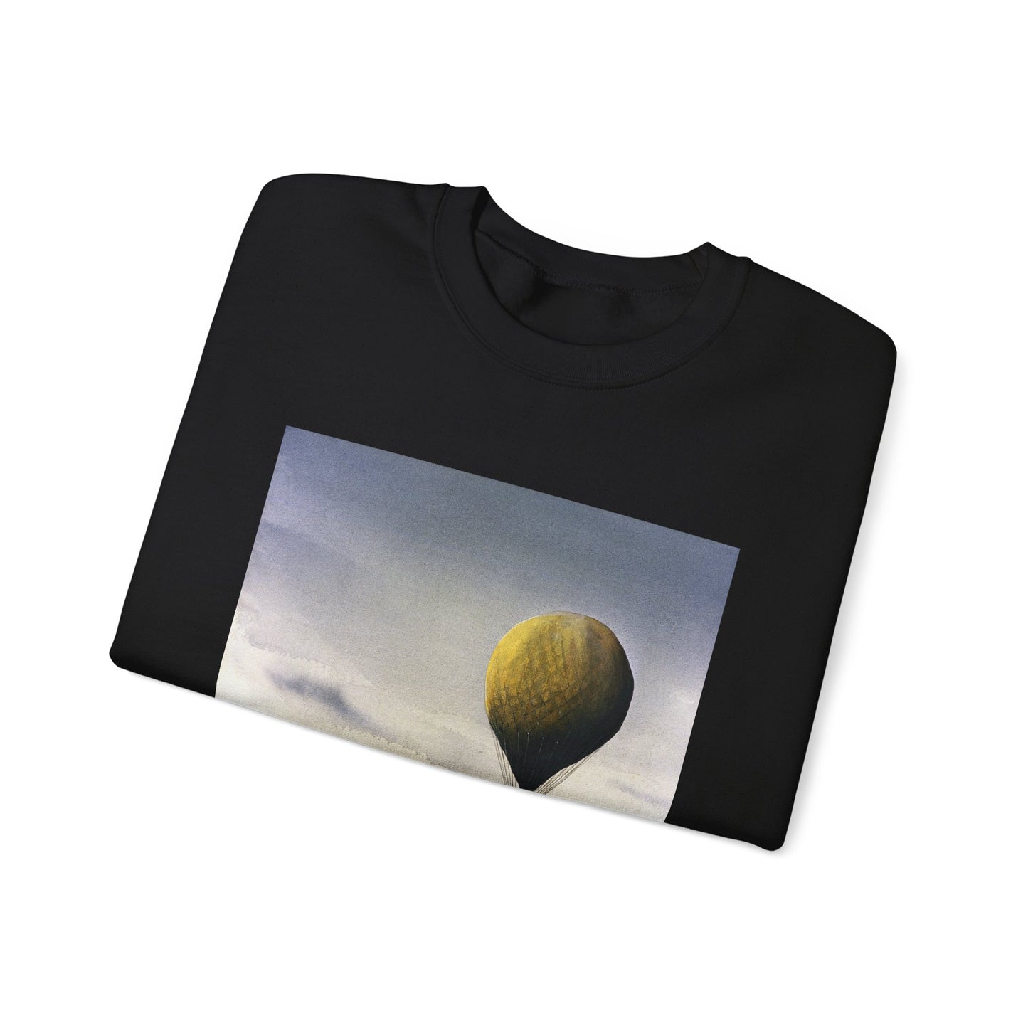 Artwork: "T.S.C. Lowe's Ballon Tethered at 1,000 Feet Above the York River in 1862". Artist: John McCoy Black Heavy Blend Adult Crew Neck SweatShirt