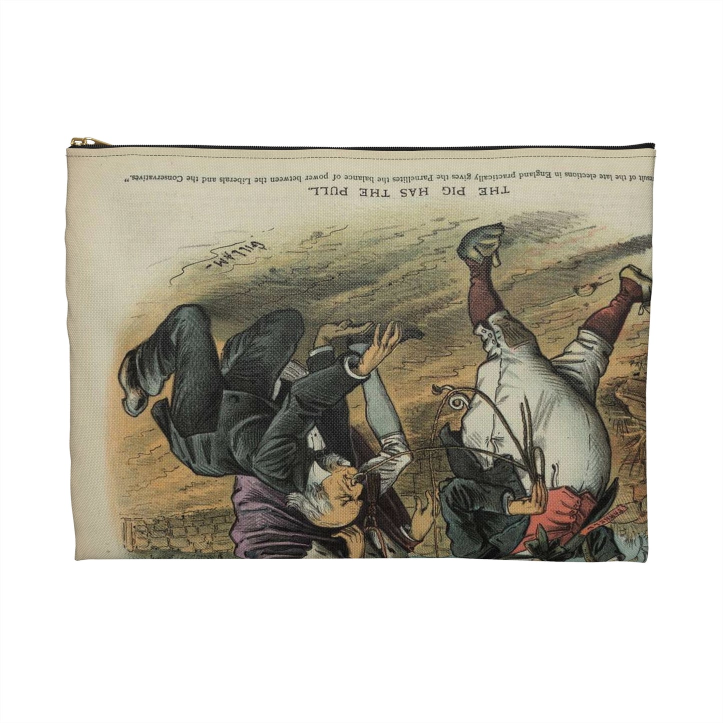 The pig has the pull / Gillam. - Drawing. Public domain image. Large Organizer Pouch with Black Zipper