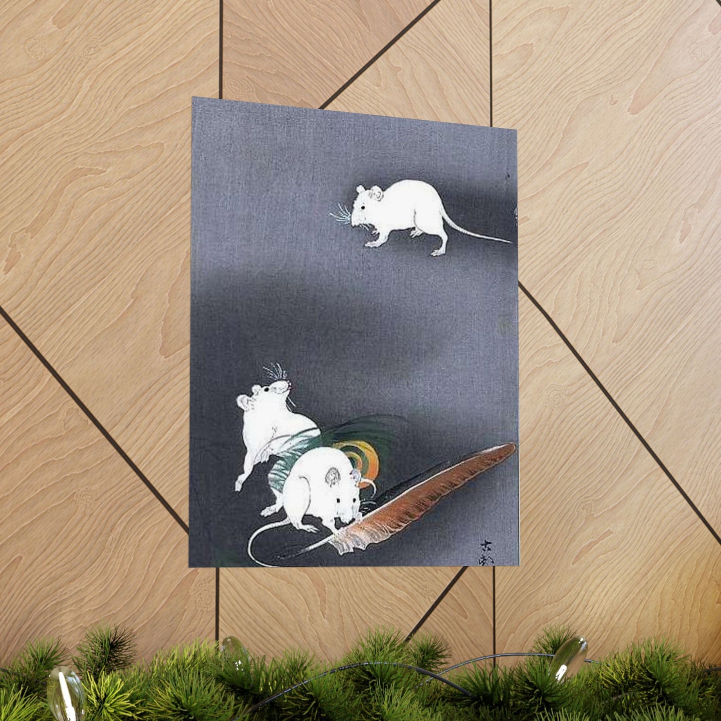 A drawing of 3 mice, Ohara Koson High Quality Matte Wall Art Poster for Home, Office, Classroom