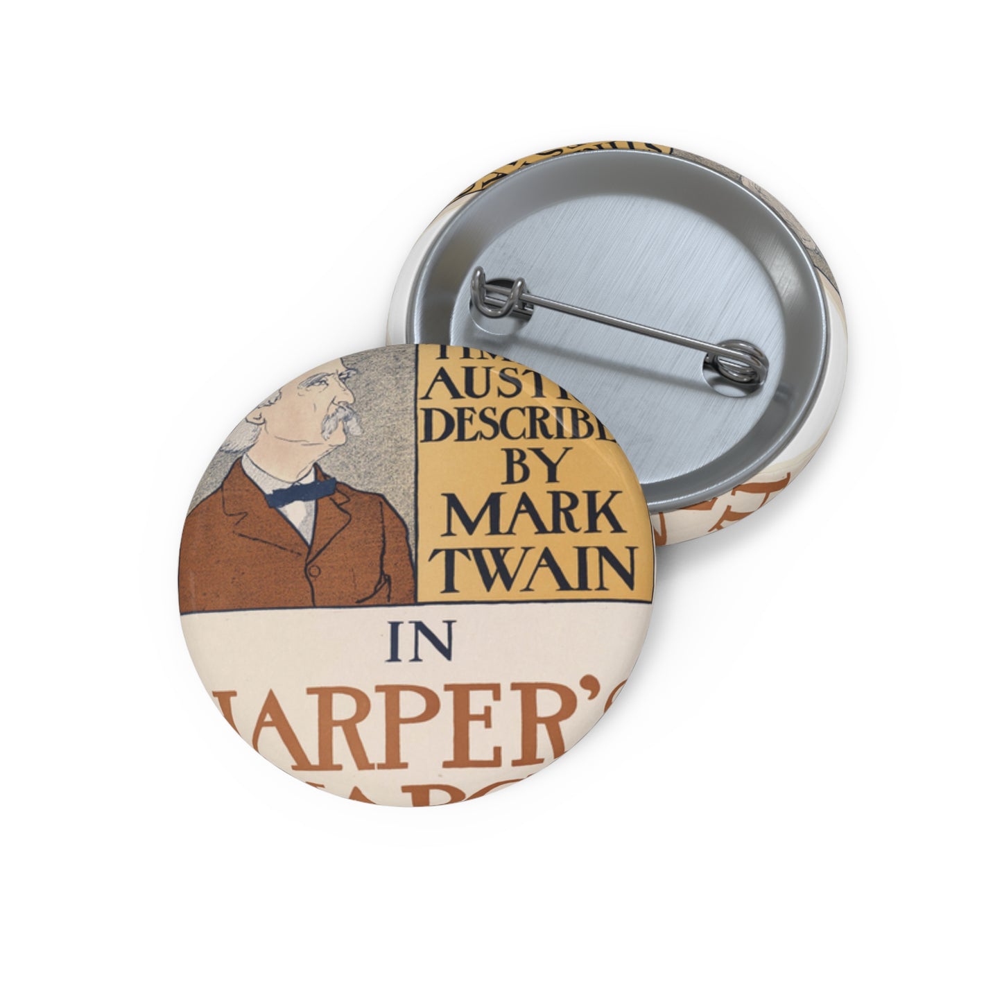 Stirring times in Austria described by Mark Twain in Harper's March Pin Buttons with Crisp Design