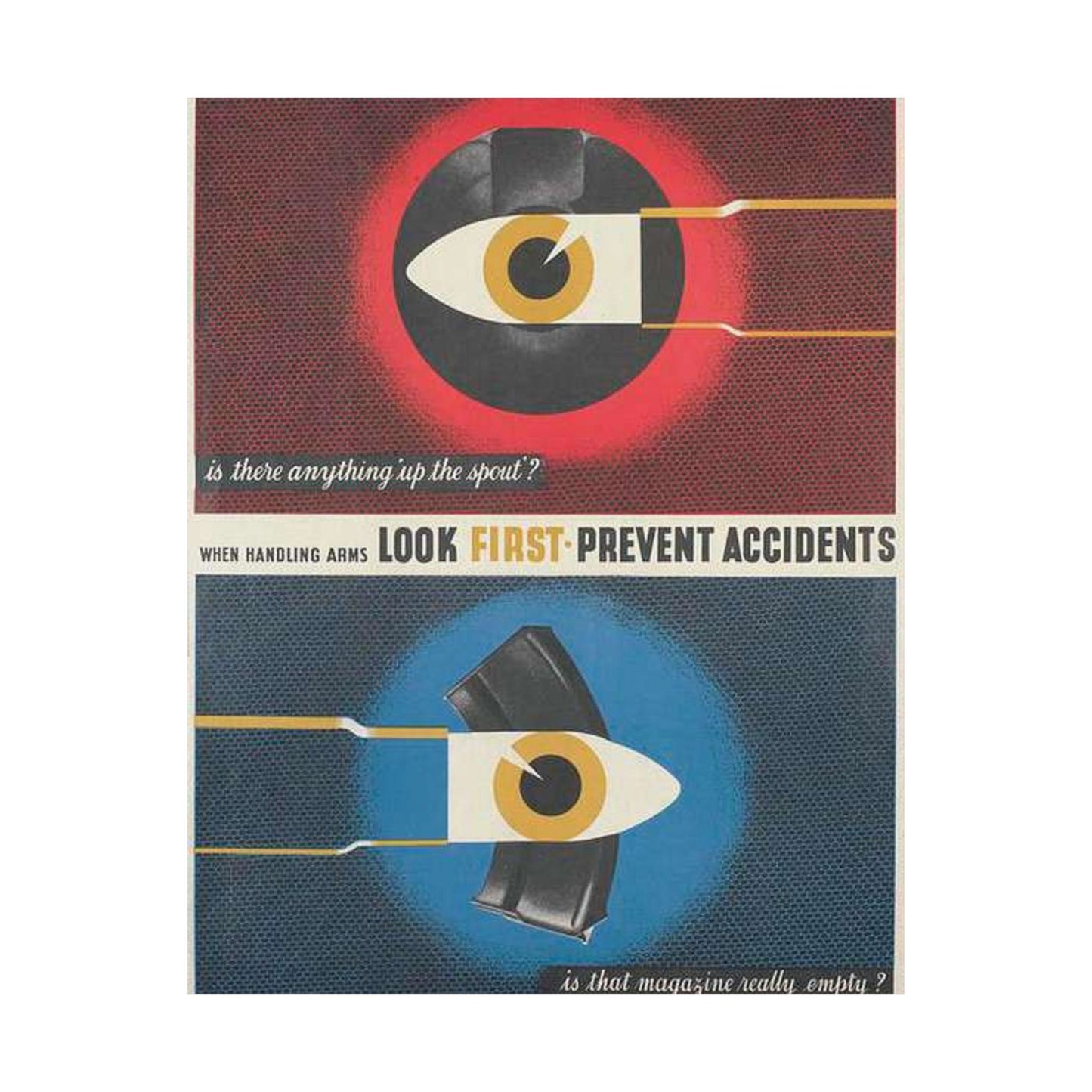 When Handling Arms Look First - Prevent Accidents Art.IWMPST2895 High Quality Matte Wall Art Poster for Home, Office, Classroom