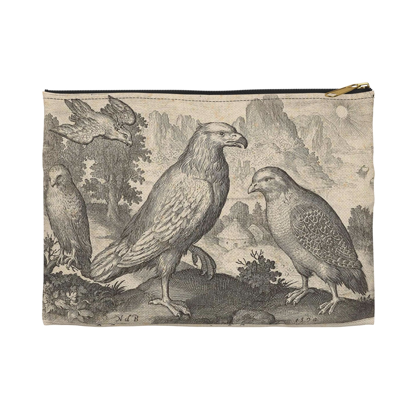 Abraham de Bruyn - Arend en andere roofvogels Large Organizer Pouch with Black Zipper