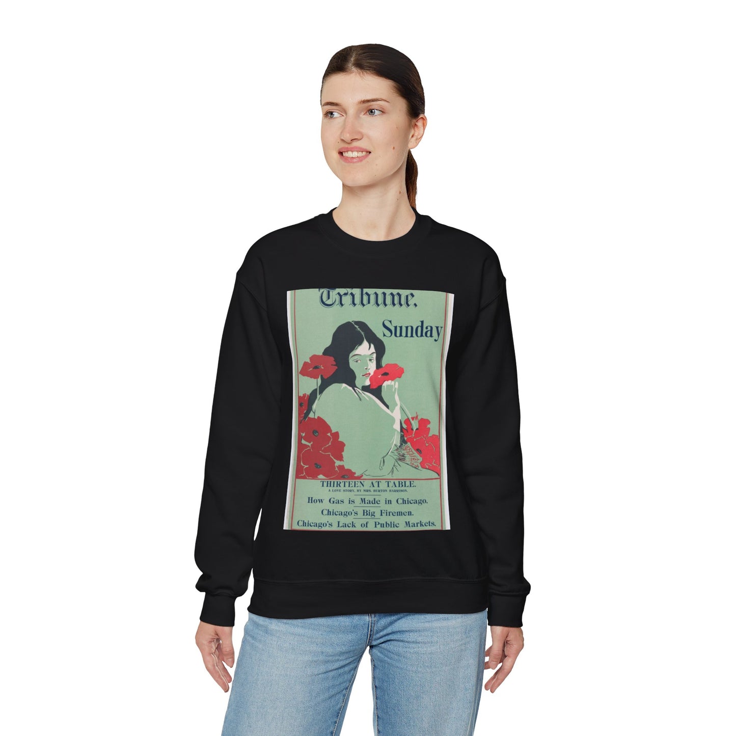 Poster - Tribune: Sunday, 19th century - Public domain lithograph Black Heavy Blend Adult Crew Neck SweatShirt