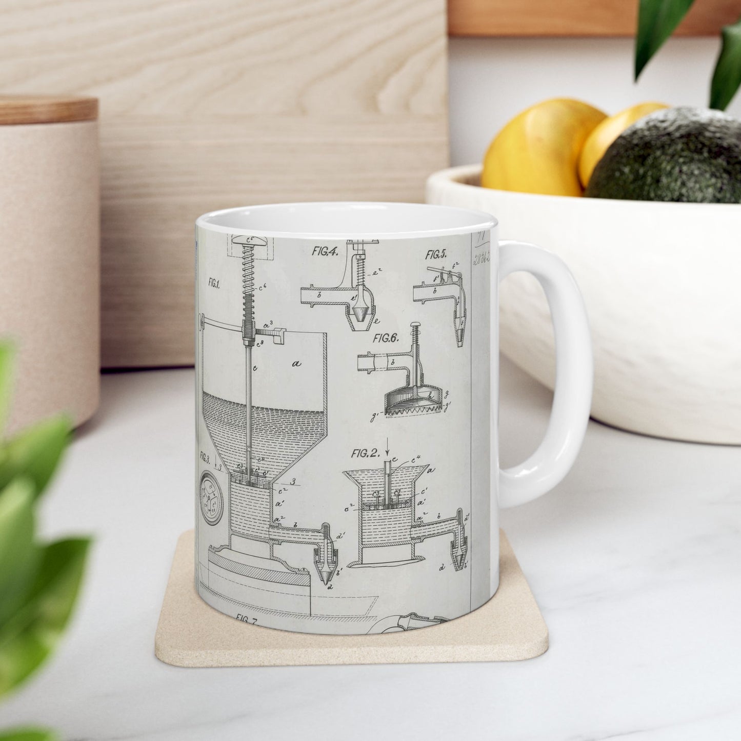 Patent Drawing of Engine - for H. Hueg's Cake Machine Public domain  image Beautiful Novelty Ceramic Coffee Mug 11oz