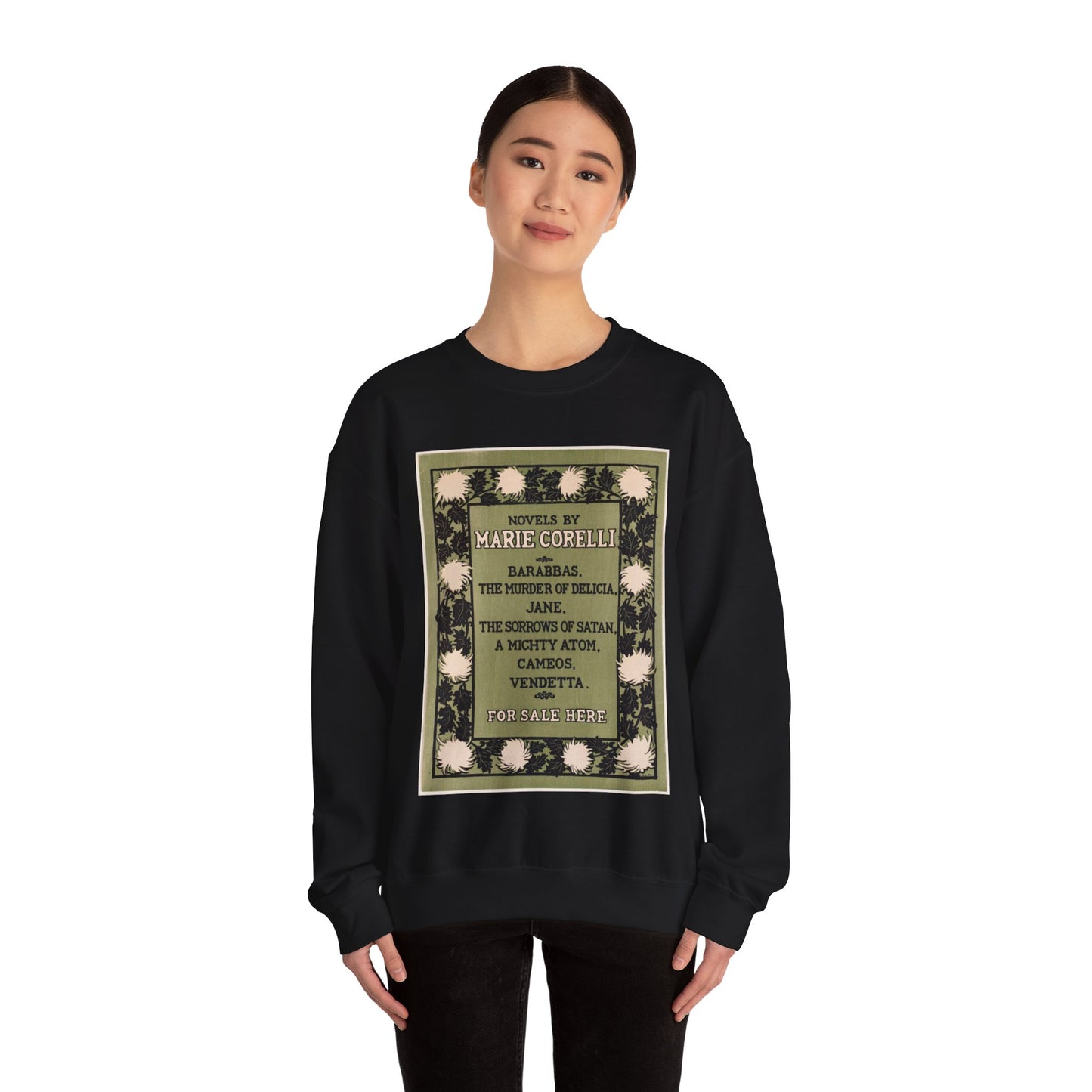 Novels by Marie Corelli, J.J Gould Black Heavy Blend Adult Crew Neck SweatShirt