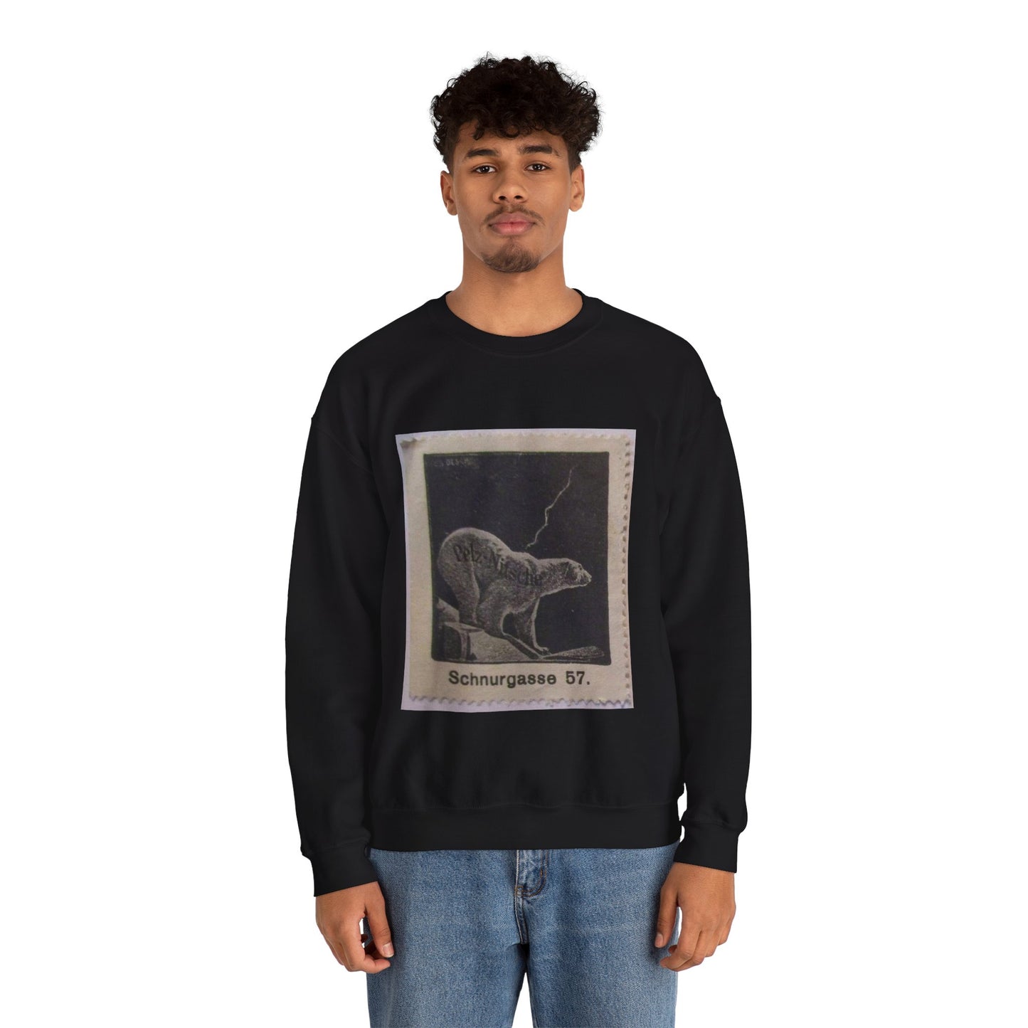 Pelz-Nitsche, Schnurgasse (Werbemarke) - postal stamp Black Heavy Blend Adult Crew Neck SweatShirt