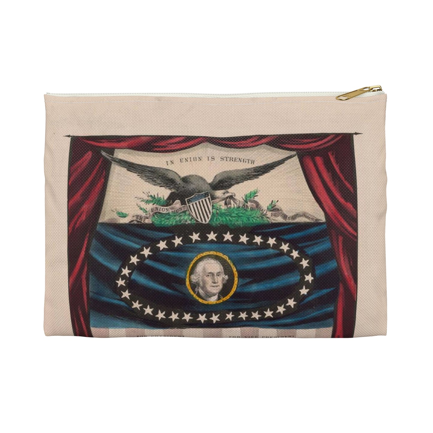 Grand, national, democratic banner - press onward - portraits from daguerreotype / lith. & pub. by N. Currier. Large Organizer Pouch with Black Zipper