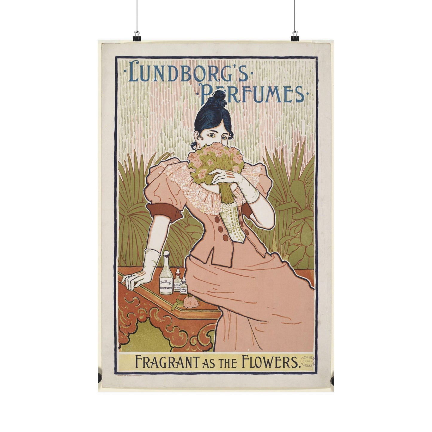 Lundborg's perfumes, Art Nouveau poster High Quality Matte Wall Art Poster for Home, Office, Classroom