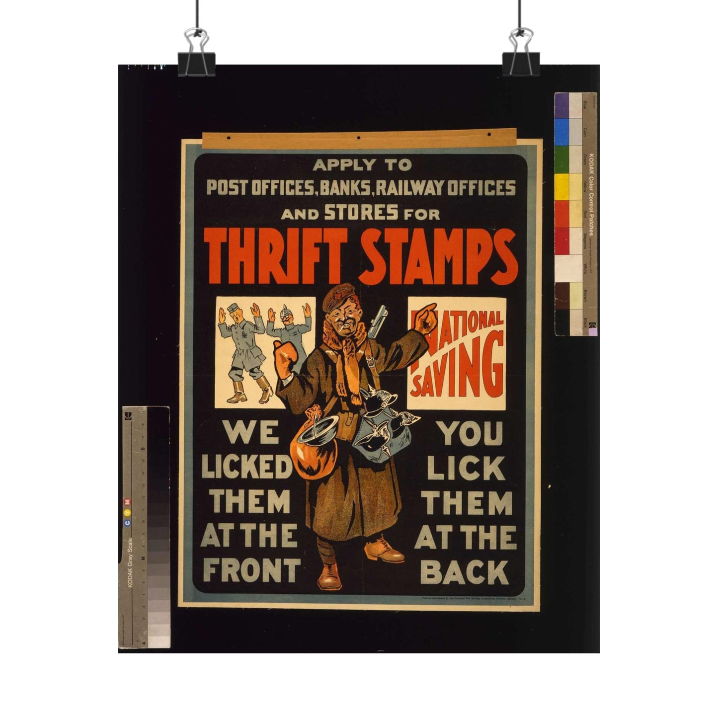 Thrift stamps. We licked them at the front, you lick them at the back High Quality Matte Wall Art Poster for Home, Office, Classroom