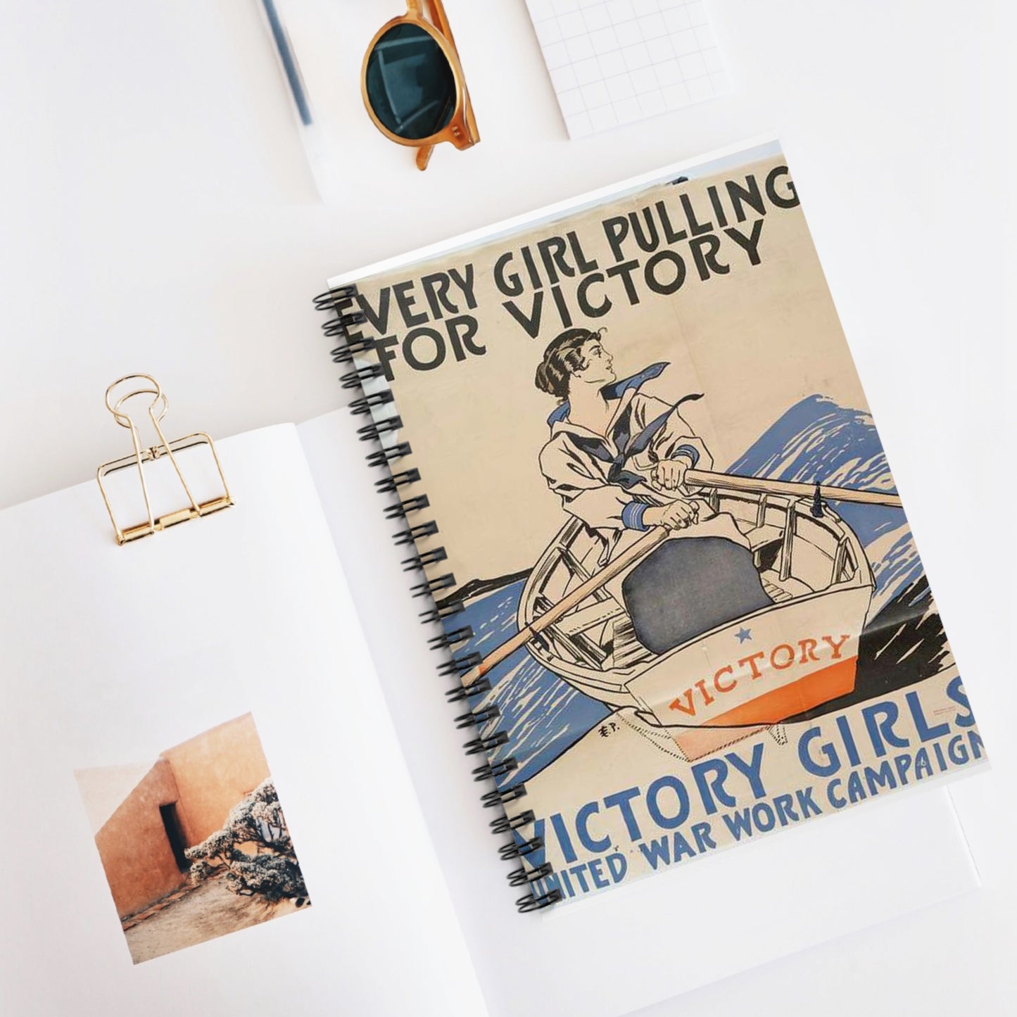 Every Girl Pulling for Victory, Victory Girls United War Work Campaign Spiral Bound Ruled Notebook with Printed Cover