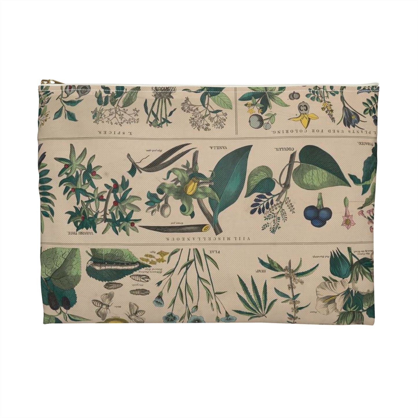 School and family charts, accompanied by a manual of object lessons and elementary instruction, by Marcius Willson and N.A. Calkins. No. XXII. Botanical: economical uses of plants-continued Large Organizer Pouch with Black Zipper