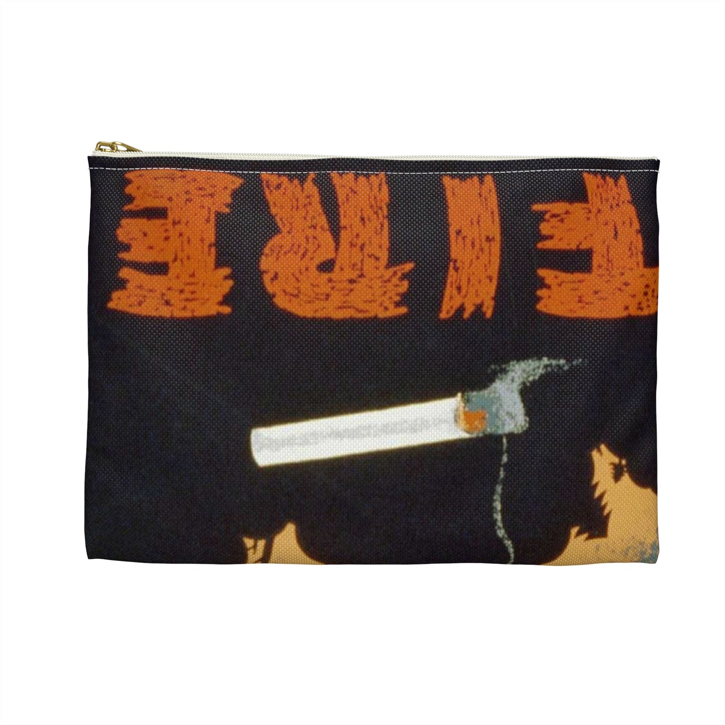 Fire wrecks a forest, Art Deco Poster Large Organizer Pouch with Black Zipper