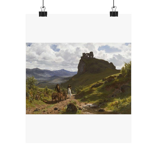 Auguste Bonheur - Les ruines du château d'Apchon High Quality Matte Wall Art Poster for Home, Office, Classroom
